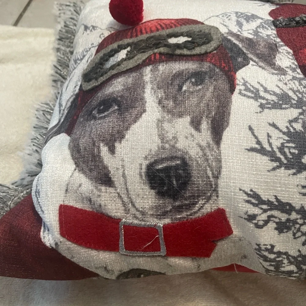 Holiday Dog Lumbar Decorative Pillow